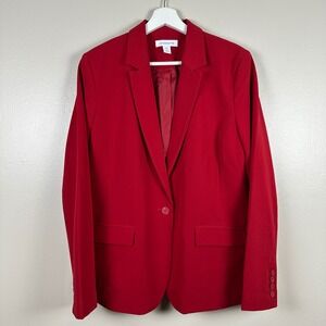 Liz Claiborne Women's 14 Kate Blazer Rumba Red Single Button Stretch Jacket NEW